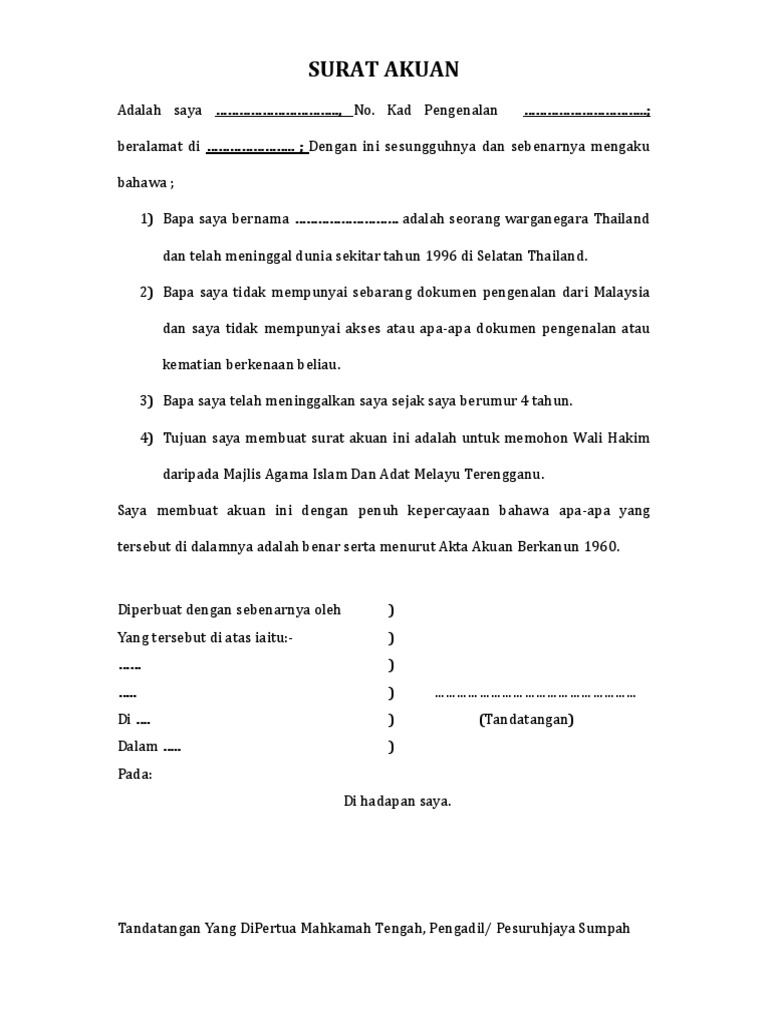 Contoh Surat Akuan Sumpahhilang Sijil Lahir