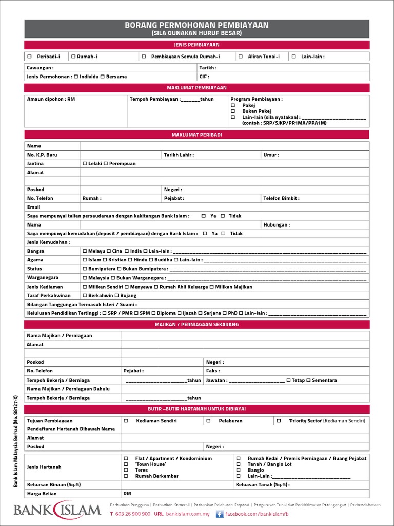 Borang Permohonan Pembiayaan | PDF