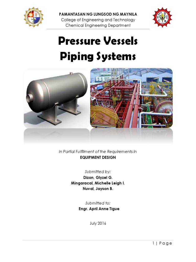 Es Pressure Vessels And Piping System Pdf Welding Construction