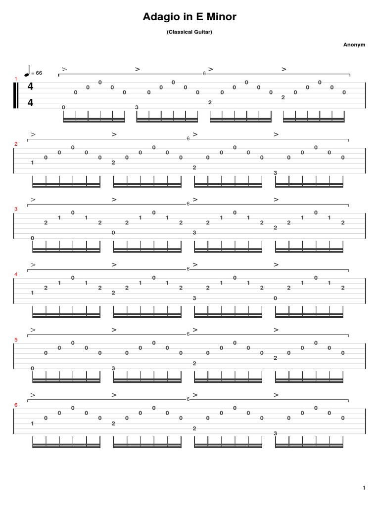 Adagio in E Minor for Guitar | PDF