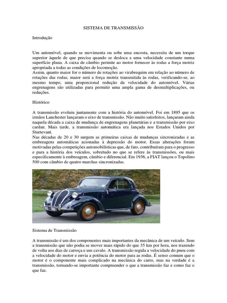Sistema de Transmissão | PDF | Transmissão (Mecânica) | Embreagem