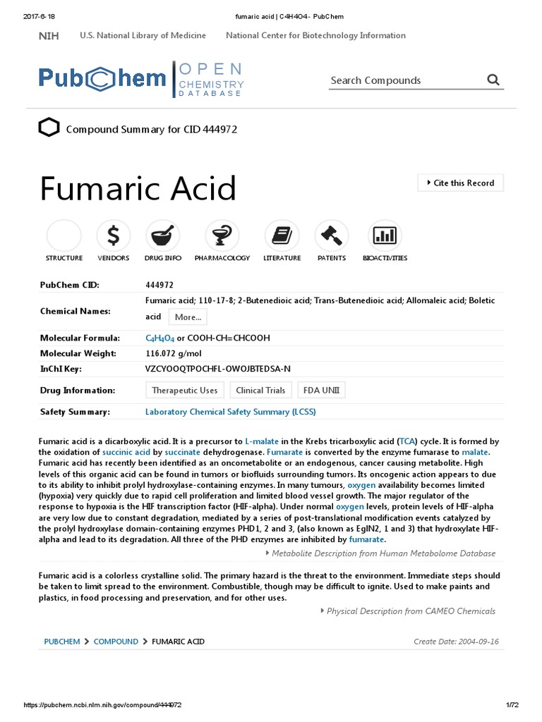 Fumaric Acid: Properties and Uses | PDF | Psoriasis | Hydrogen