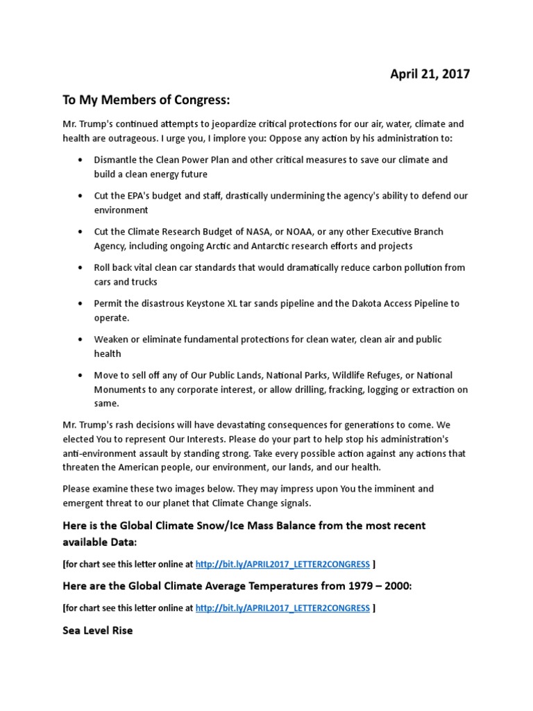 Urgent Call to Congress on Climate Action | PDF | Keystone Pipeline ...