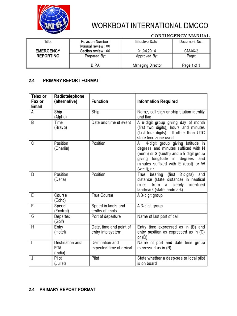 Emergency Reporting Format Guide | PDF | Dangerous Goods | Transport