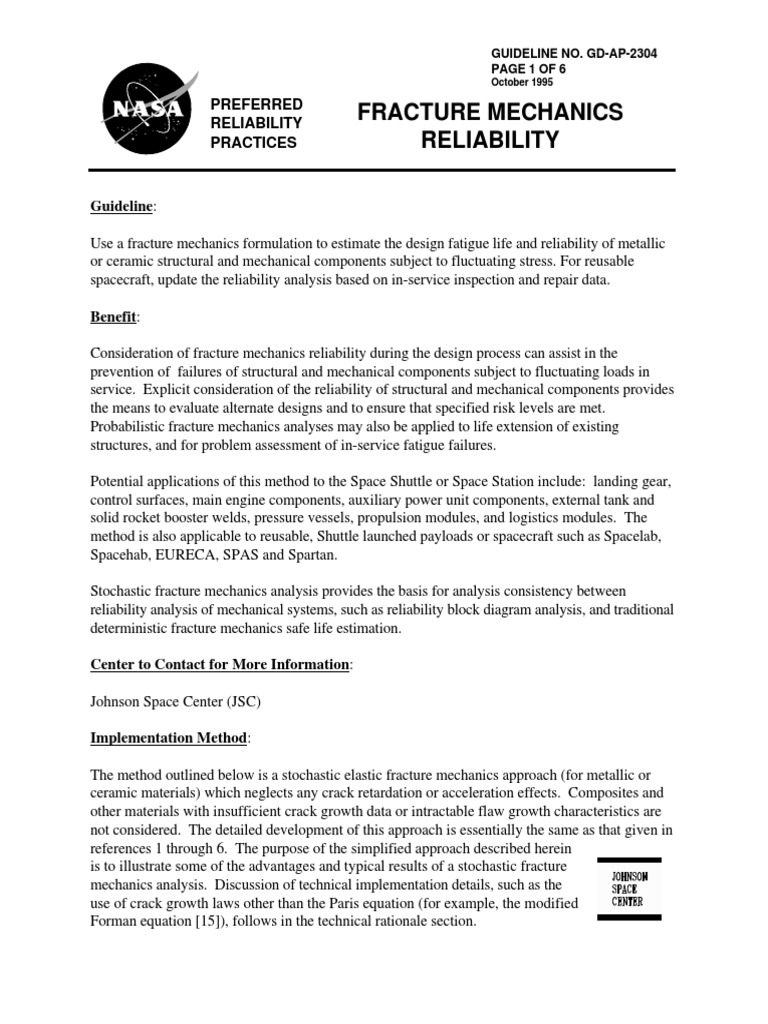 NASA Fracture Mechanics Guide PDF | PDF | Reliability Engineering ...