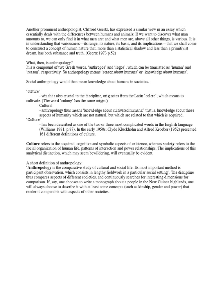 Understanding Anthropology and Culture | PDF