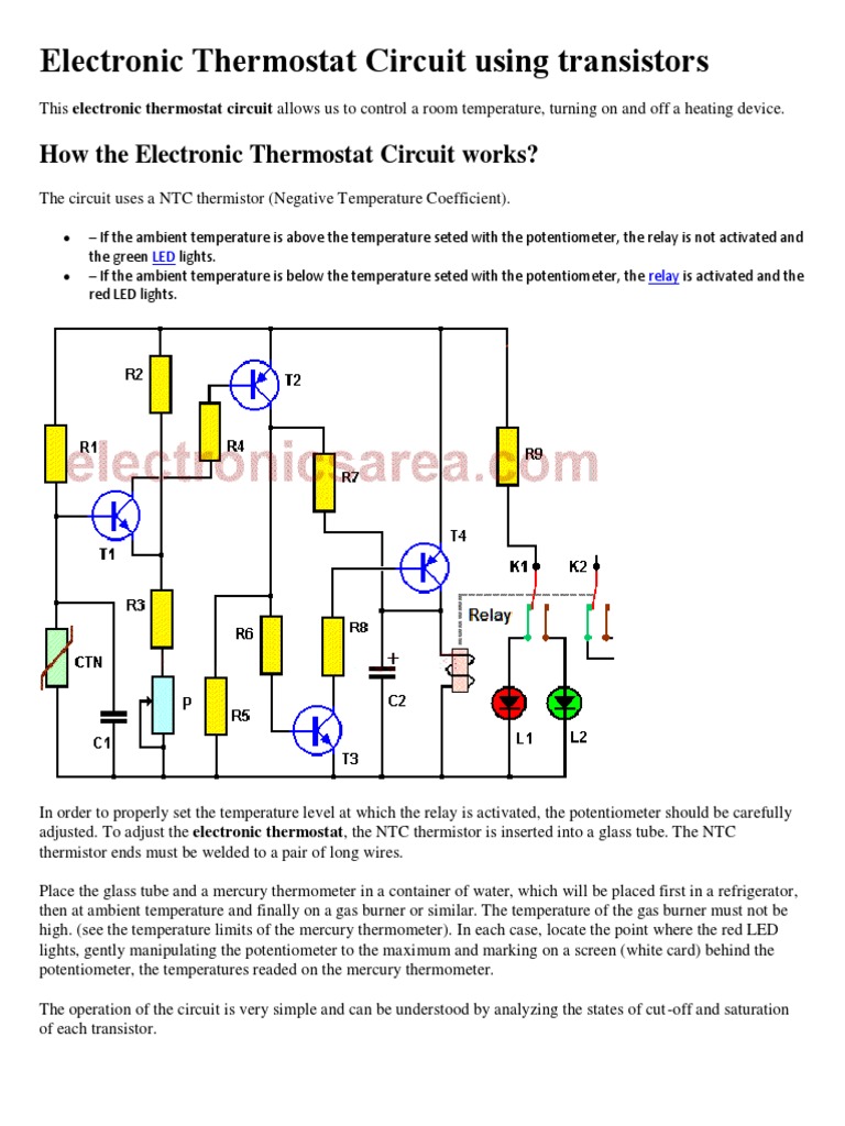 Electronic Thermostat Circuit Design | PDF | Thermostat | Resistor