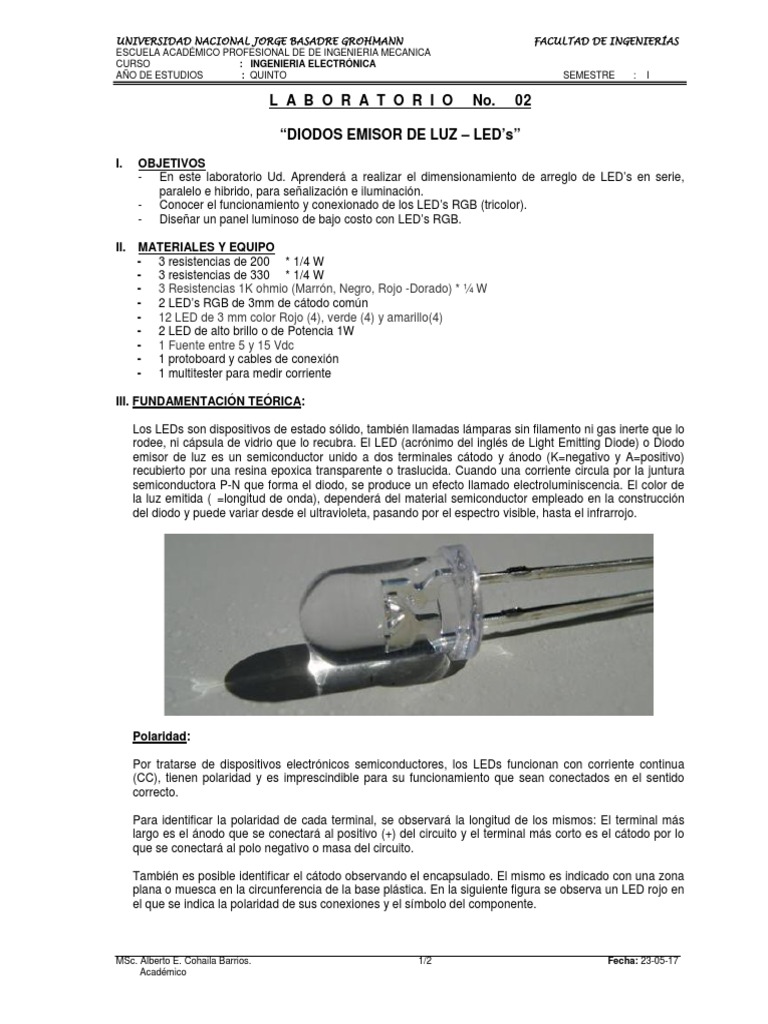 Laboratorio de Diodo Emisor de Luz | PDF | Diodo emisor de luz ...