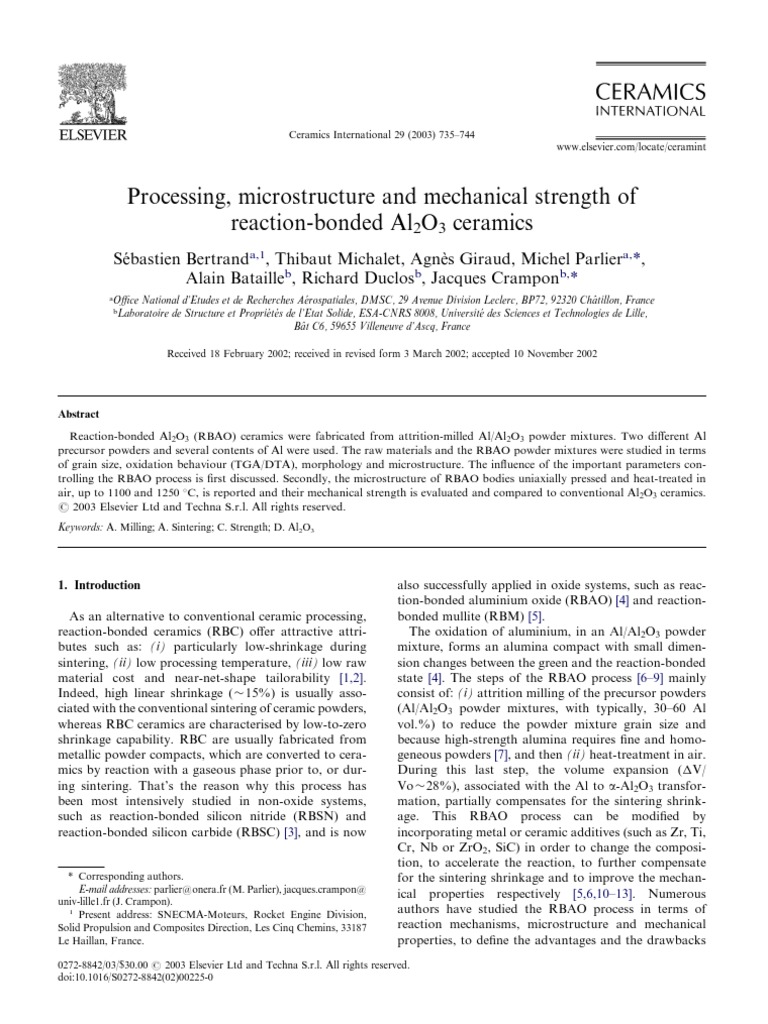 Processing Microstructure and Mechanical Strength of Reaction Bonded