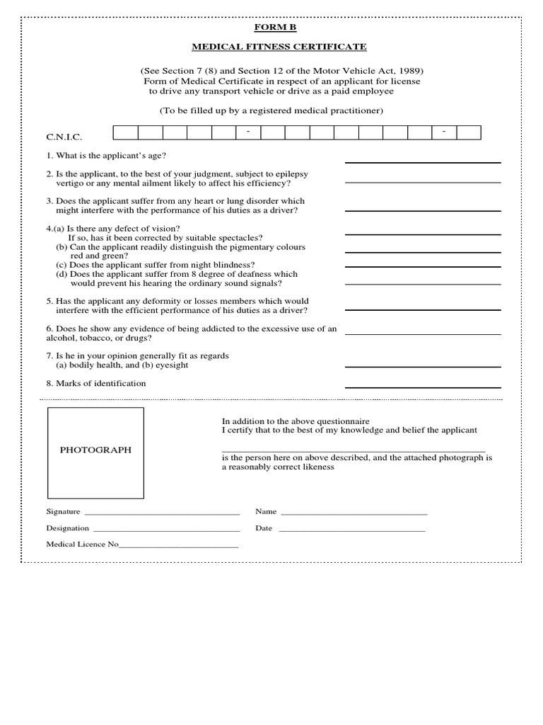 Medical Fitness Certificate for Drivers | PDF | Health Care | Clinical ...