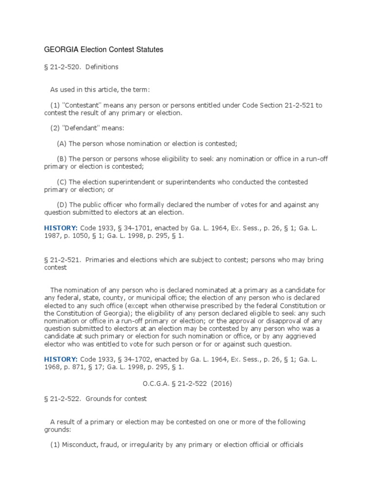 GA Contest Statutes PDF Jury Trial United States Federal Judge