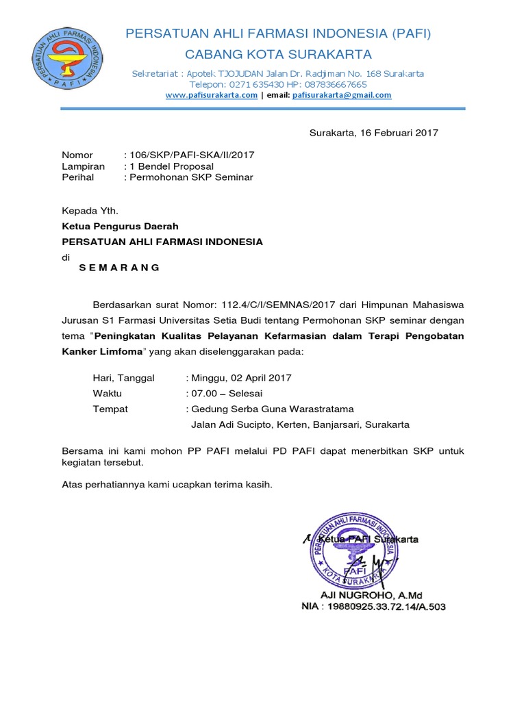 Surat Permohonan SKP Seminar | PDF