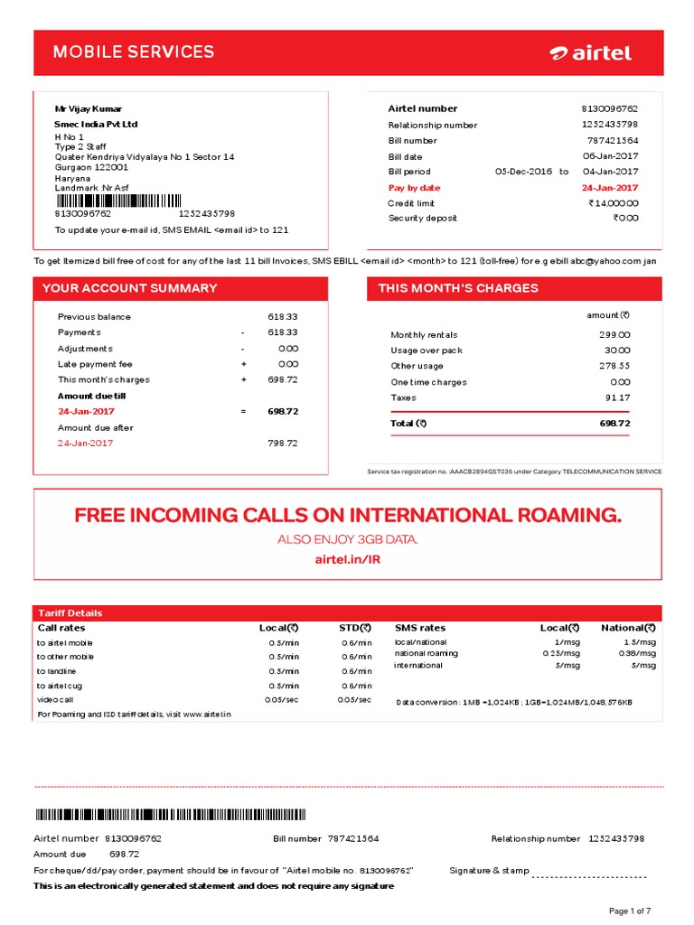 Original Mobile Bill Summary 2022 | PDF | Invoice | Telecommunications