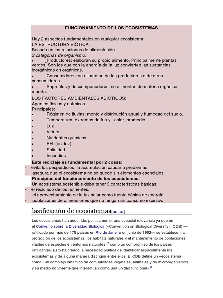Funcionamiento y Clasificación de Ecosistemas | PDF | Ecosistema ...