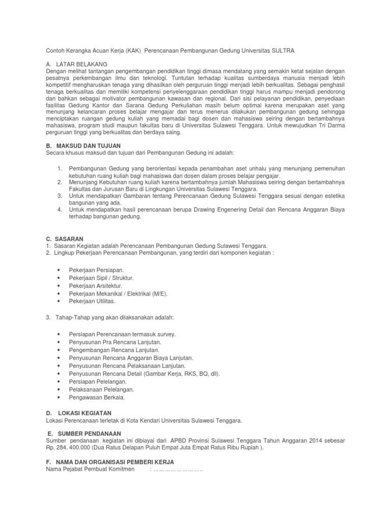 Contoh Kerangka Acuan Kerja | PDF