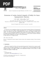 Joshi C M, Vyas Y - Extensions of certain classical integrals of Erdélyi for Gauss hypergeometric functions - J. Comput. and appl. Mat. 160 (2003) 125-138