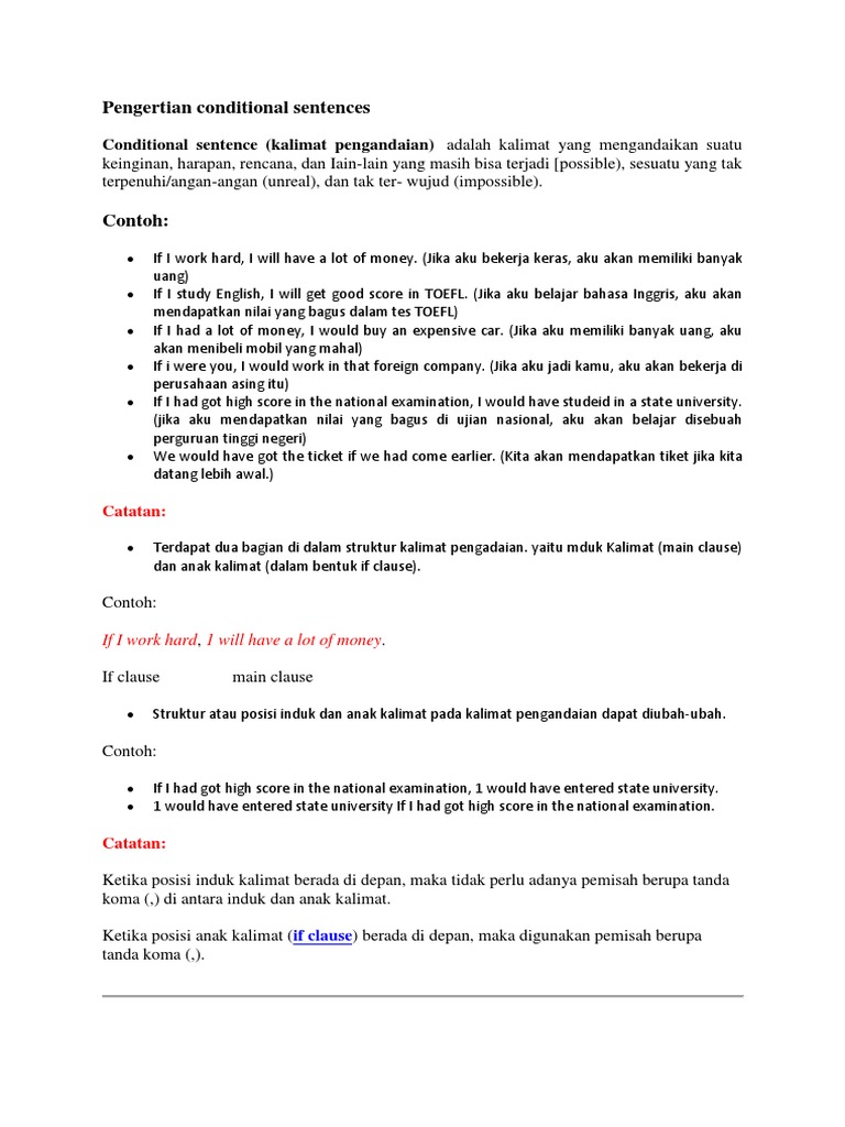 Pengertian dan Jenis Conditional Sentence | PDF