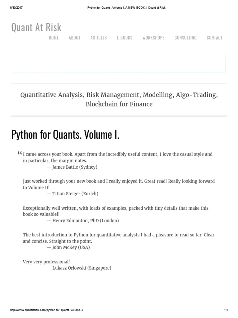 Python For Quants. | PDF | Quantitative Analyst | Python (Programming ...