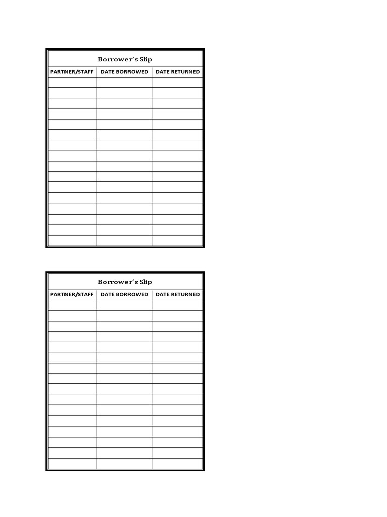 Borrower's Slip