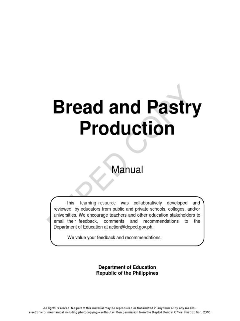 Bread and Pastry Production Manual Competence (Human Resources) Baking