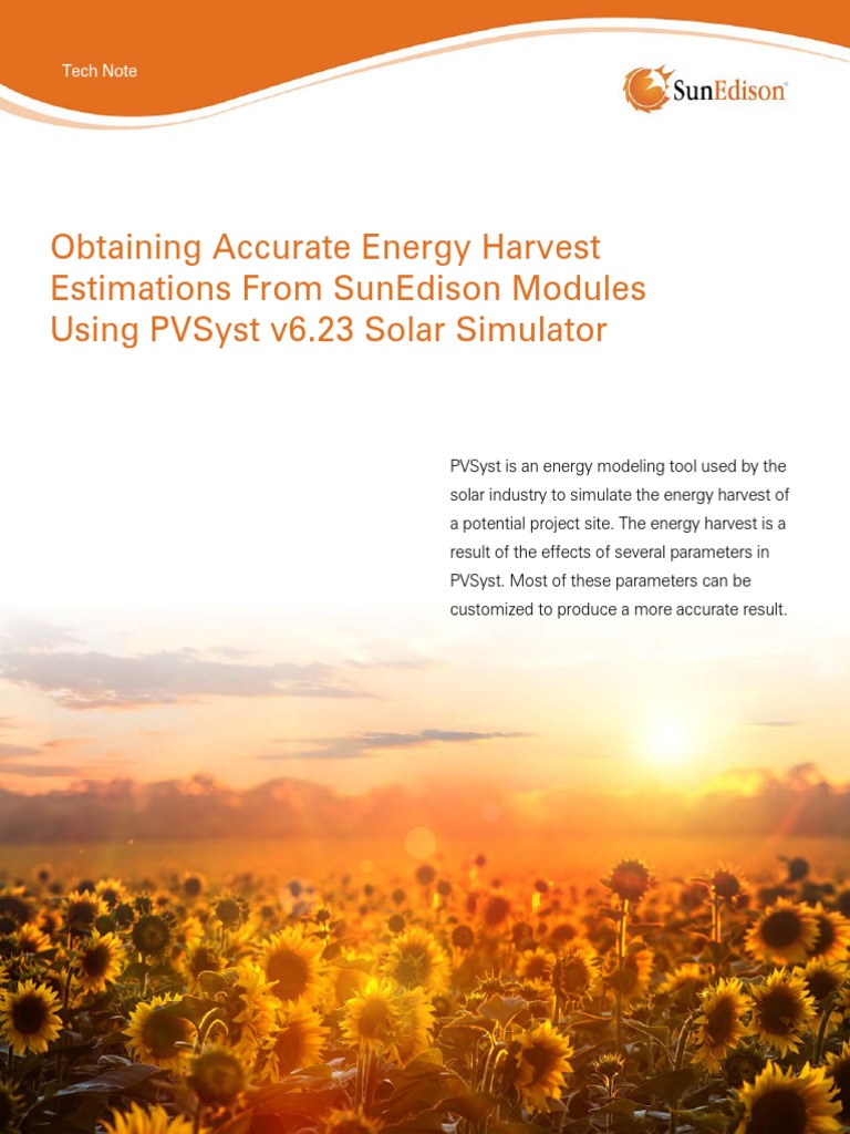 SE PVSyst Tech Note 0 PDF | PDF | Solar Panel | Solar Cell