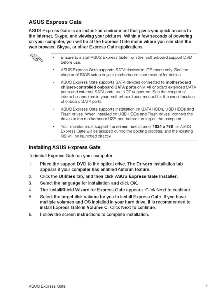 Installing ASUS Express Gate Download Free PDF Wi Fi Bios