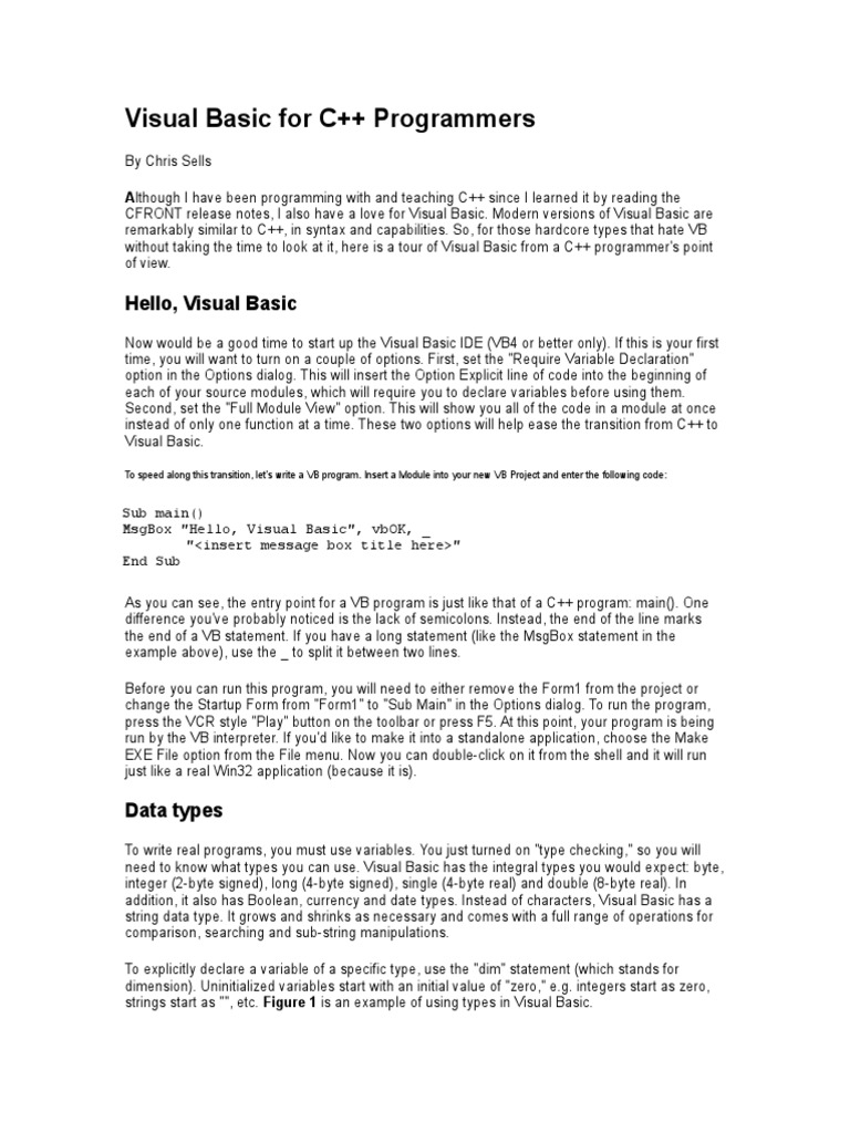 Visual Basic For C++ Programmers | Download Free PDF | Parameter ...