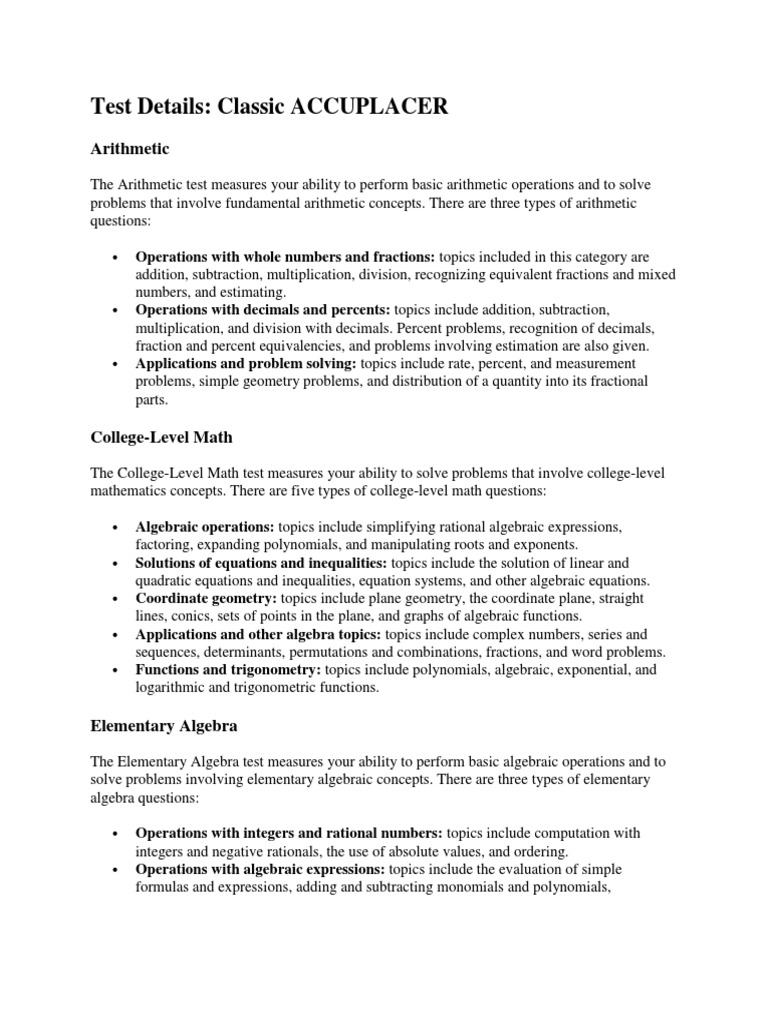 An Overview Of The Content And Skills Assessed In The Classic