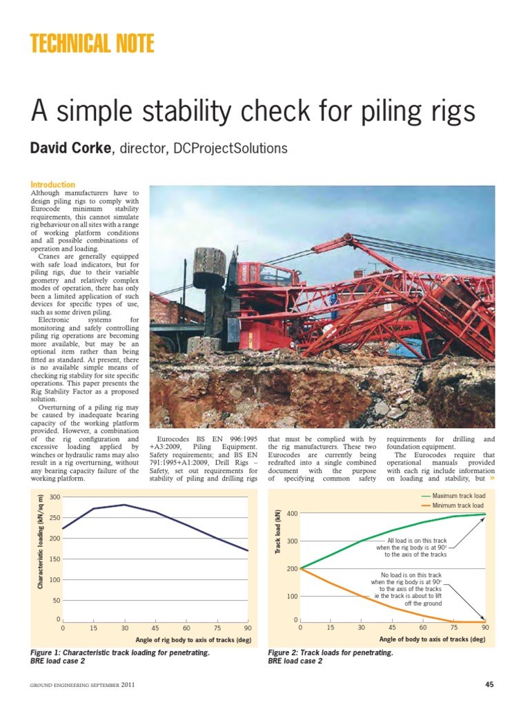 Rig Stability Factor for Piling Rigs | PDF | Drilling Rig | Deep Foundation