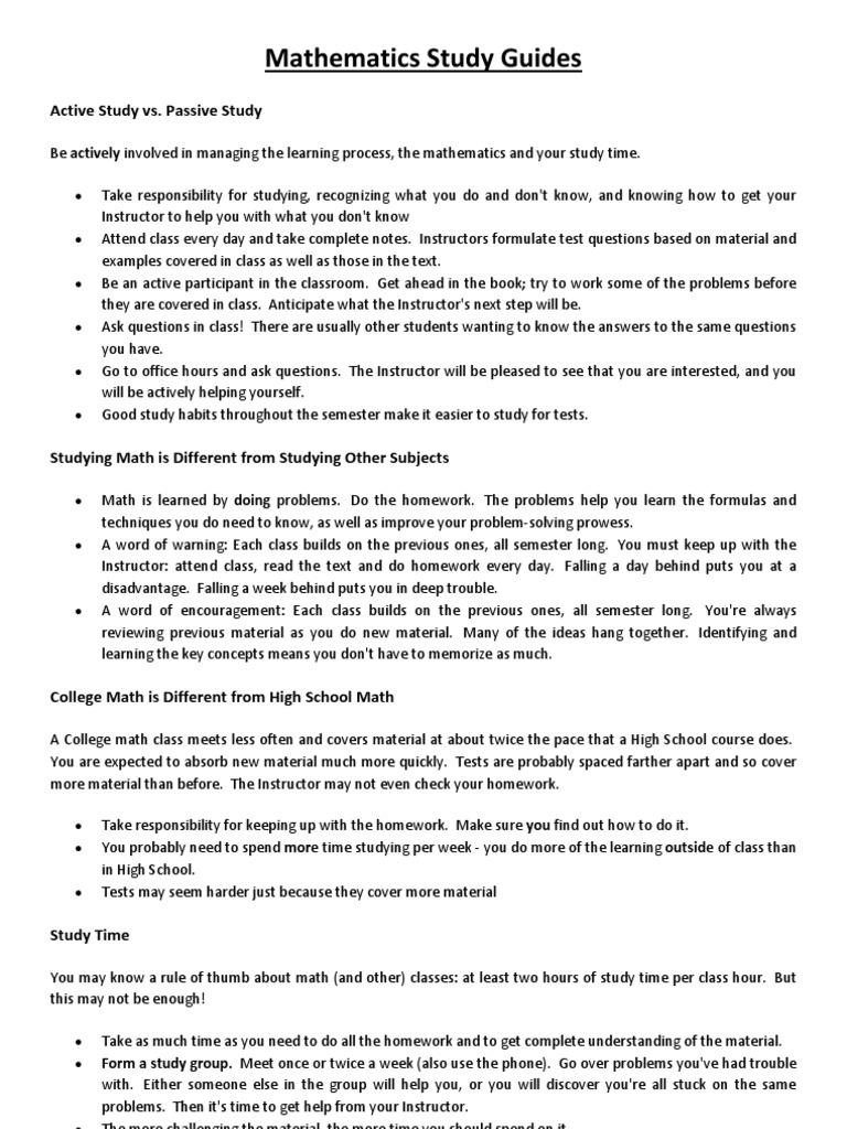 Effective Strategies for Math Study | PDF | Concept | Arithmetic