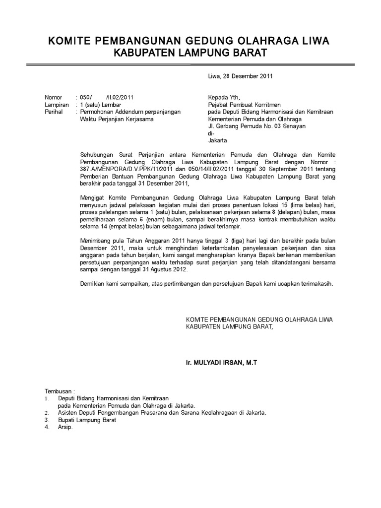 Contoh Surat Pengajuan Proyek