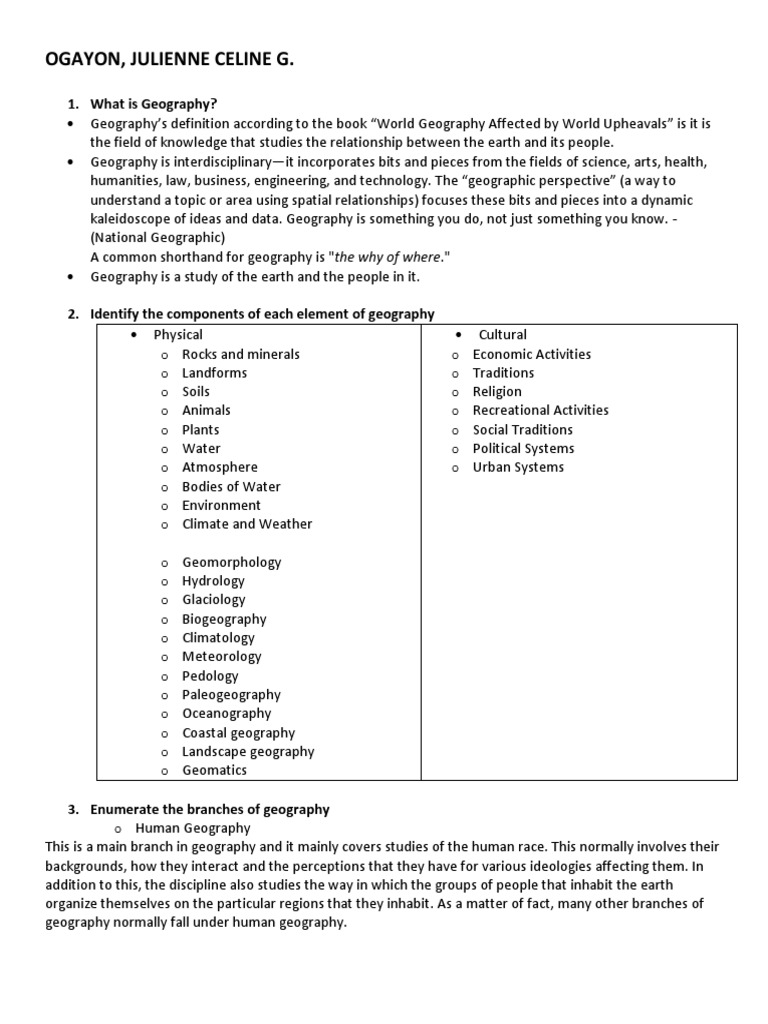 Geography Assignment Geography Natural Environment