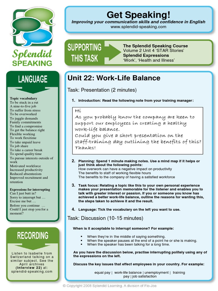 Work-Life Balance Communication Skills | PDF | Work–Life Balance ...
