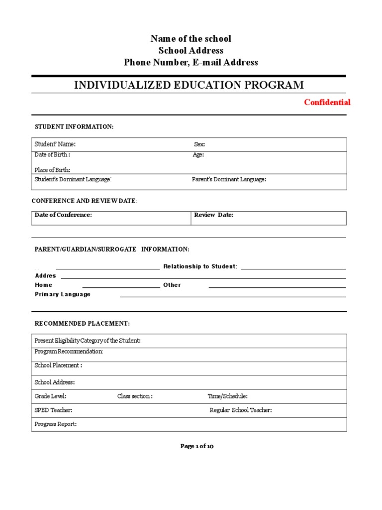 IEP Format Sample | Download Free PDF | Individualized Education ...