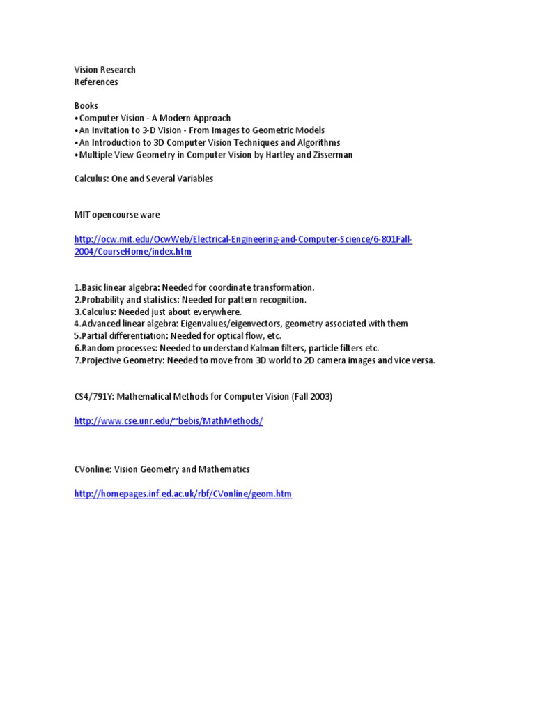 Computer Vision Research Resources | PDF | Technology & Engineering