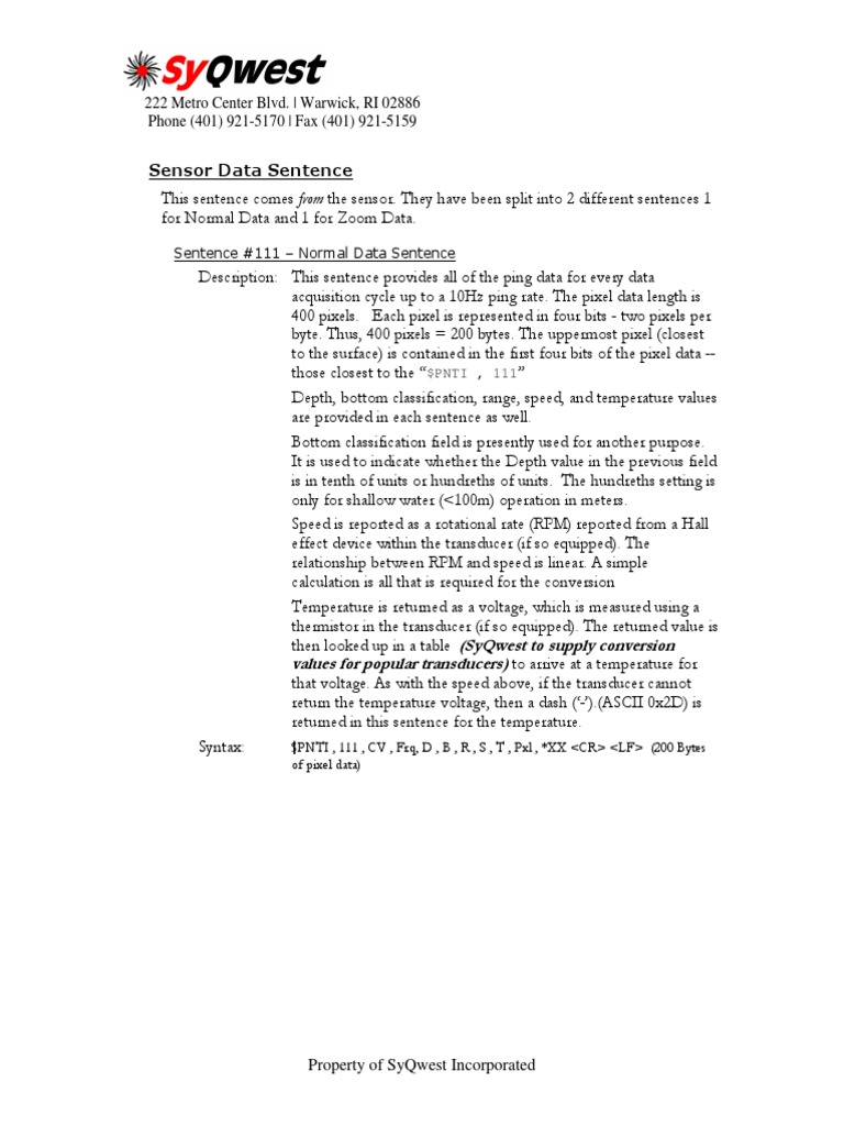 HBOX Sensor Data Sentence PDF Digital Technology Computing