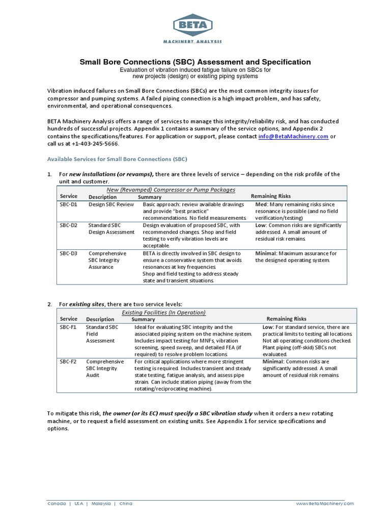 Small Bore Connections (SBC) Assessment and Specification | PDF ...