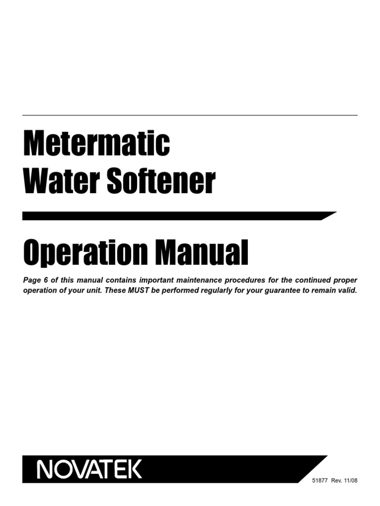 Novatek Metermatic Water Softener 51877 English PDF Ion Exchange