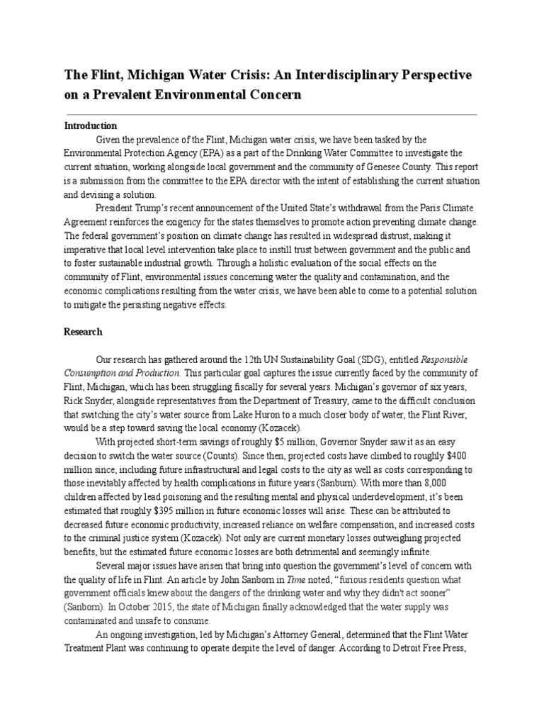 Flint Water Crisis White Paper PDF Flint Water Crisis Drinking Water