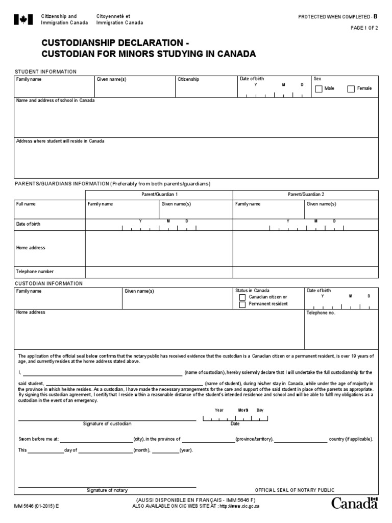 Custodianship Declaration for Minors | PDF | Permanent Residence ...