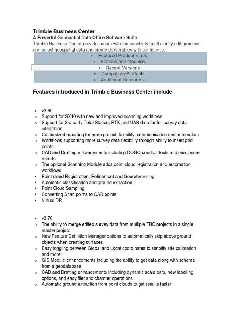 TRIMBLE BUSINESS CENTER TRAINING PDF intelligence overview
