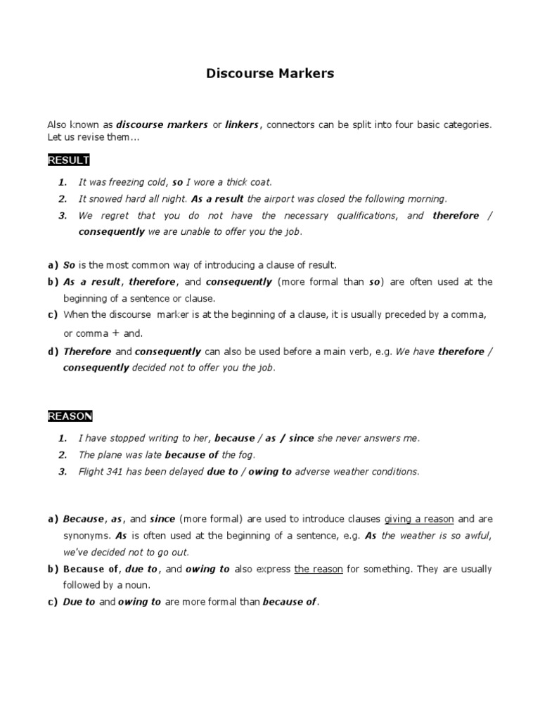 Discourse Markers Clause Sentence (Linguistics)
