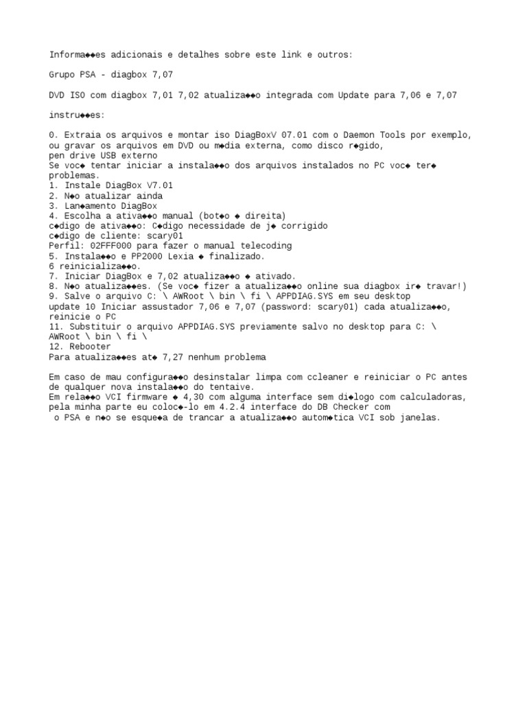 Instalação do DiagBox 7.01 e Atualizações | PDF | Computadores