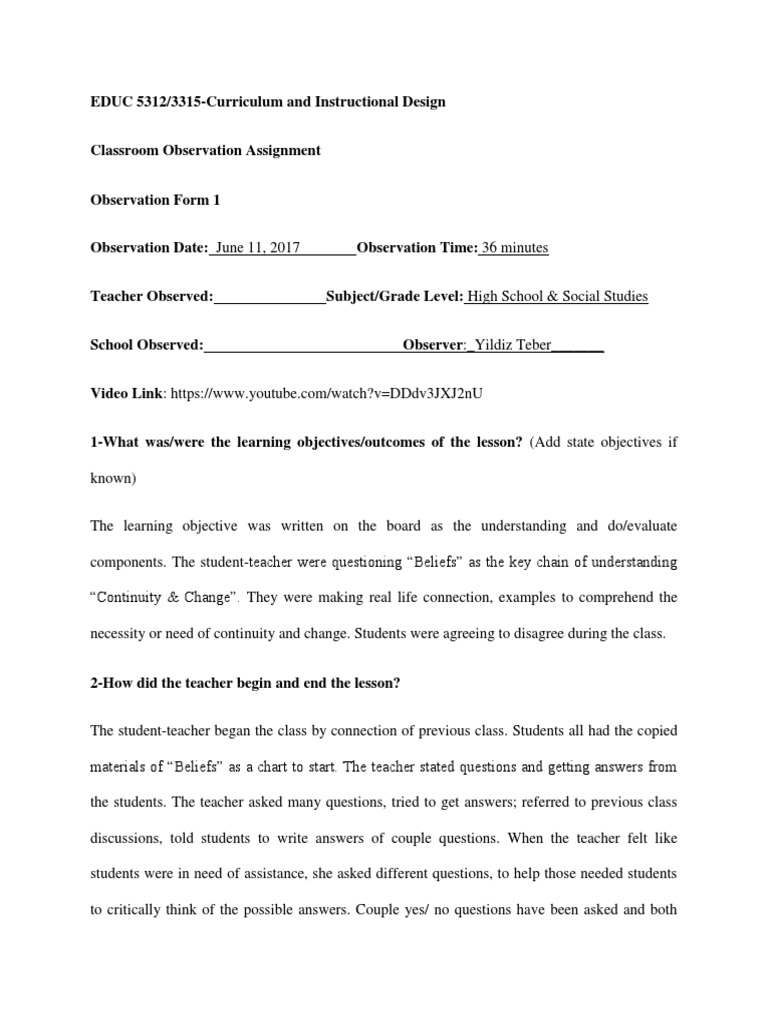 Effective Communication Observation Assignment