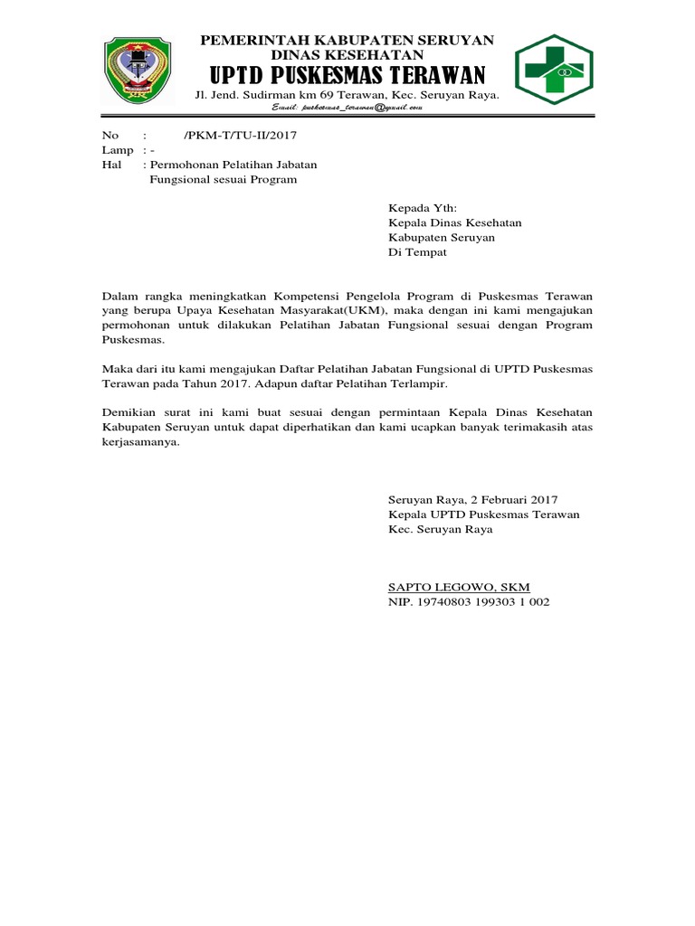 Surat Permohona Pelatihan Ke Dinas Kesehatan Pdf