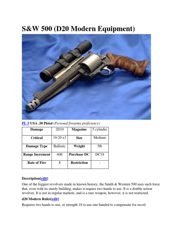 S&W 500 (D20 Modern Equipment) PDF