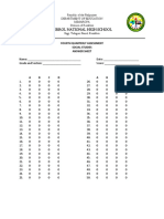 Ferrol National High School: Fourth Quarterly Assessment Social Studies Answer Sheet