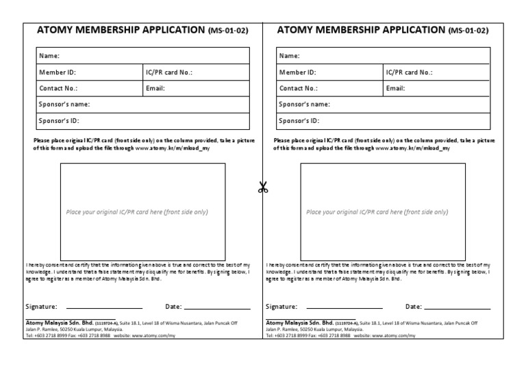 Atomy Membership Application Pdf Cyberspace Computing