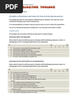 Post Activity Examples of Questions and Scales