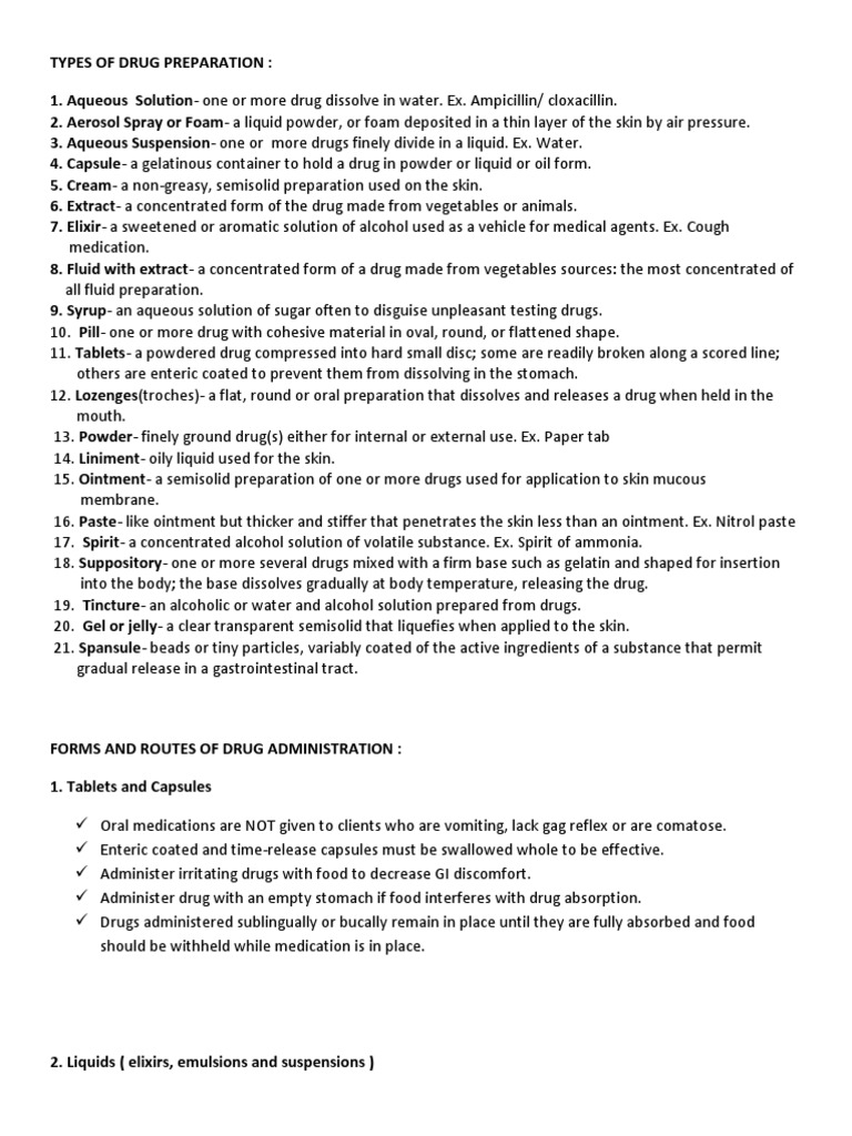 Types and Methods of Drug Preparation | PDF | Topical Medication ...